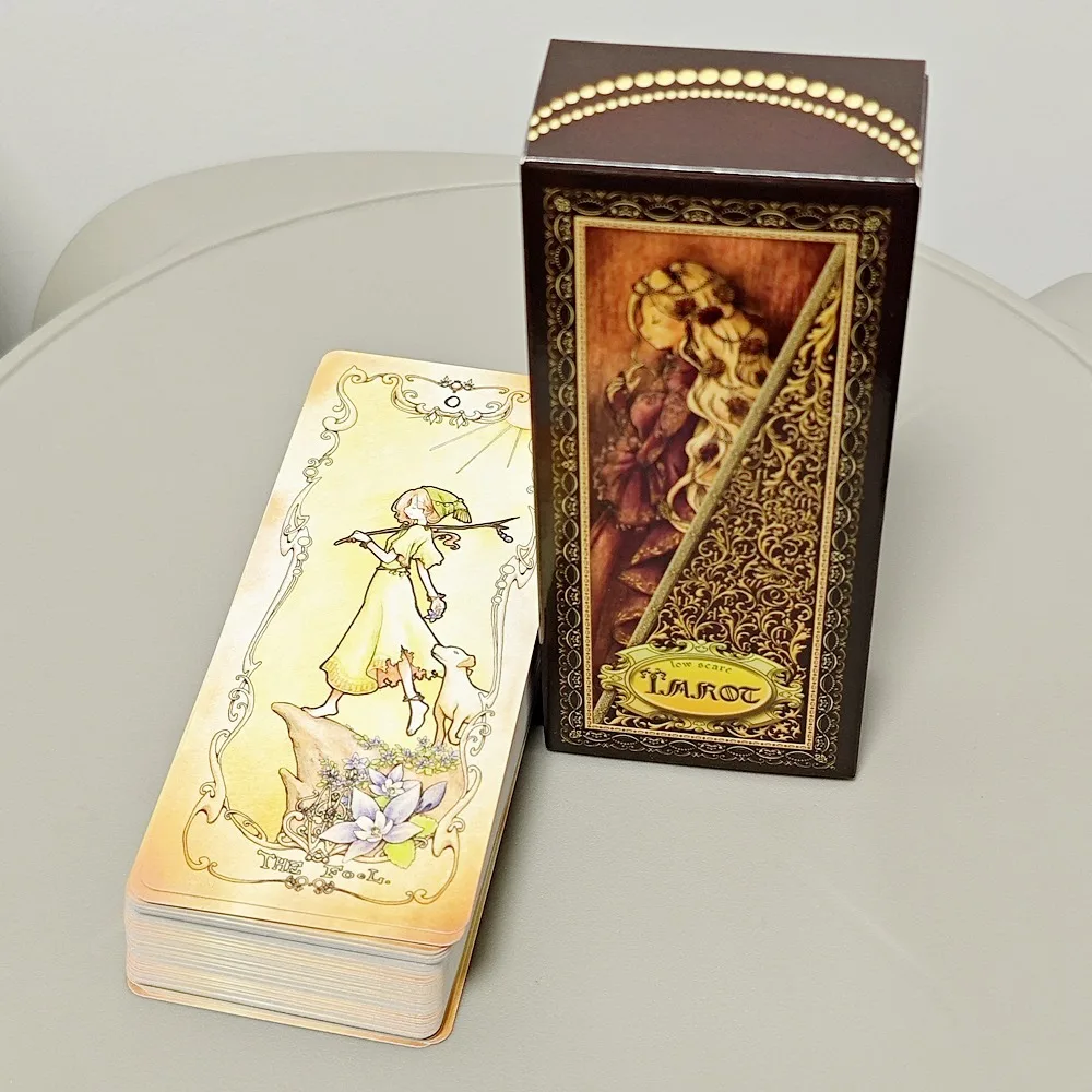 Cartas de tarô de baixa susto, 12*5.5cm, 78 peças, adicionam secretamente a linguagem das flores, estilo anime japonês, cartas de tarô de desenho animado