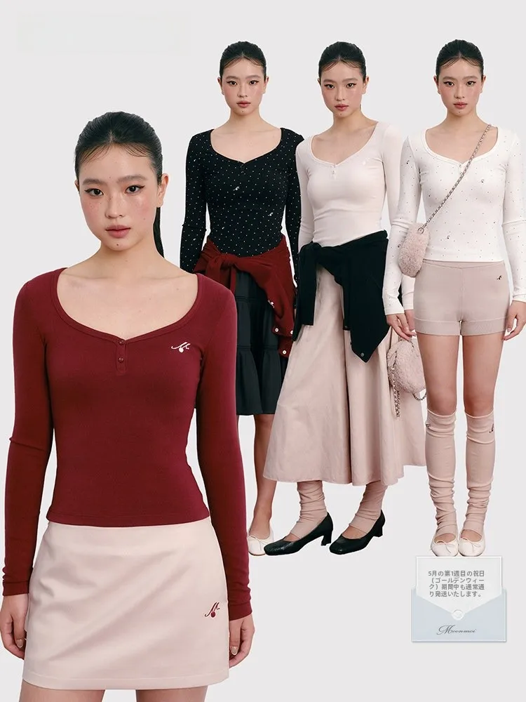 

Moonmoi Classic Slim Fit Long Sve Base Layer Top oulder Width Stand Cotton Blend Comfortable Breathable Women's T-irt