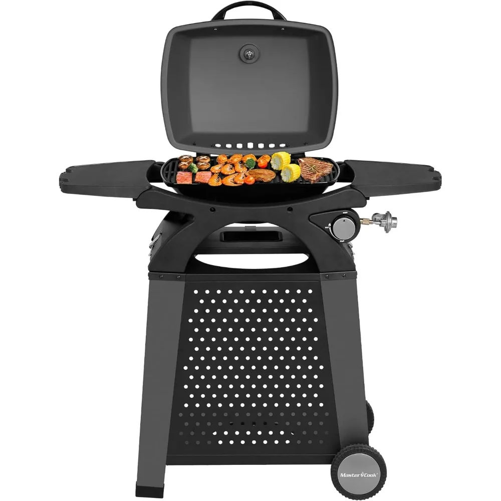 Propane Gas Grill, Portable Tabletop Barbecue Grill with Cart for Patio, Camping, Travel