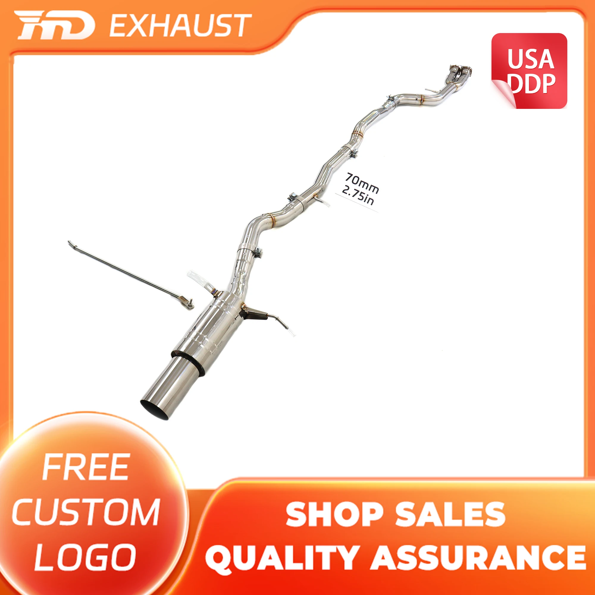 

HMD Hot Sales Exhaust SS304 Performance Middle Pipe for BMW M3 F80 Single Tube Design Simple Exhaust Car Accessories