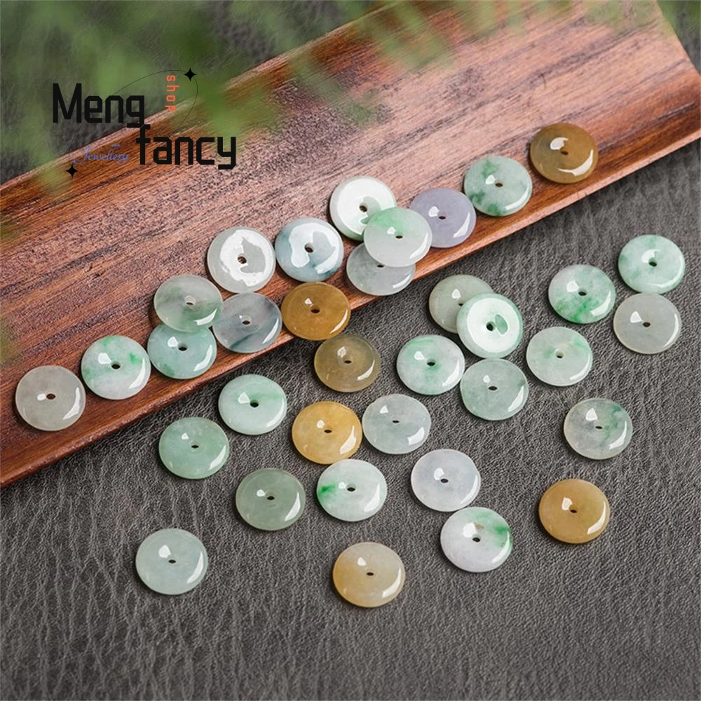 Natural Myanmar A-goods Jadeite 13mm Three Color Peace Button Spacer Jade Loose Beads Handmade DIY Materials Jewelry Accessories