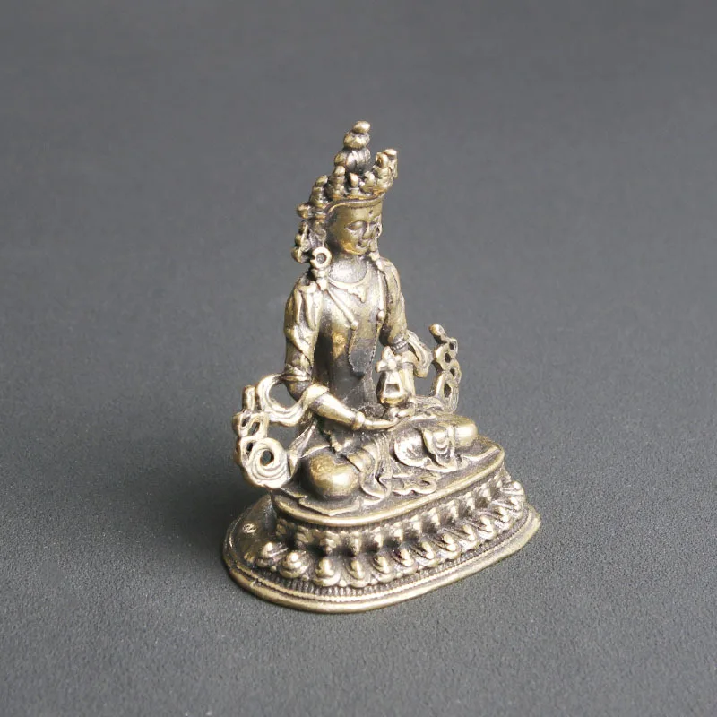 Pure brass longevity Buddha desktop ornaments, religious worship gods, bronze carvings, handicrafts, ornaments, and old