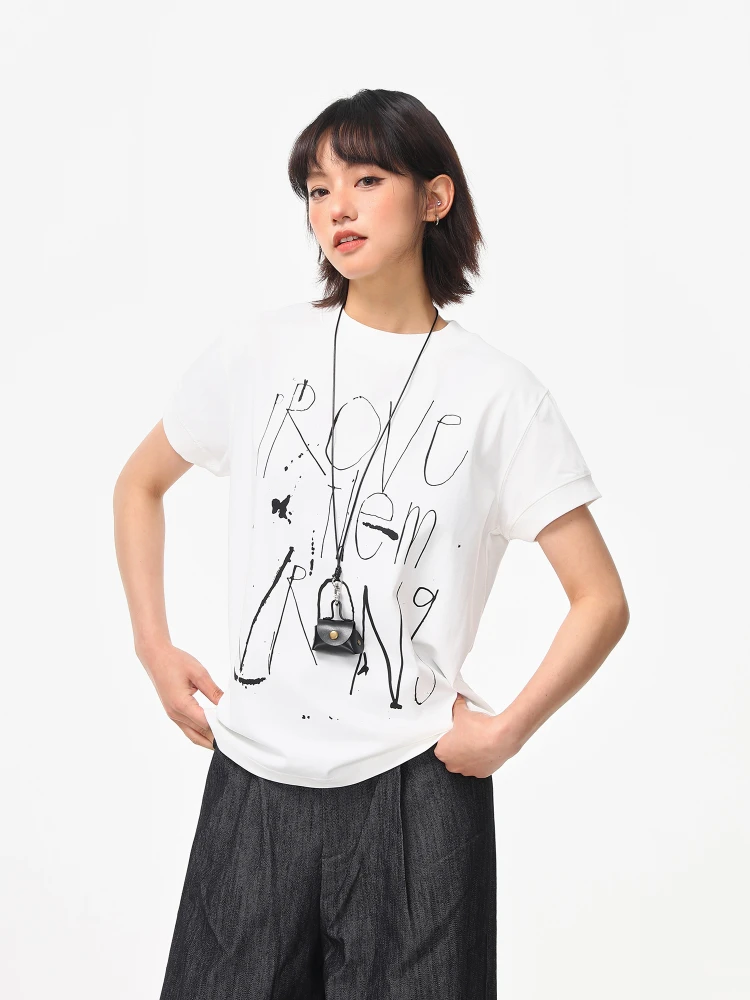 

Женская летняя футболка Wild Aziz American Street Style с ручной росписью, свободного кроя, модный топ