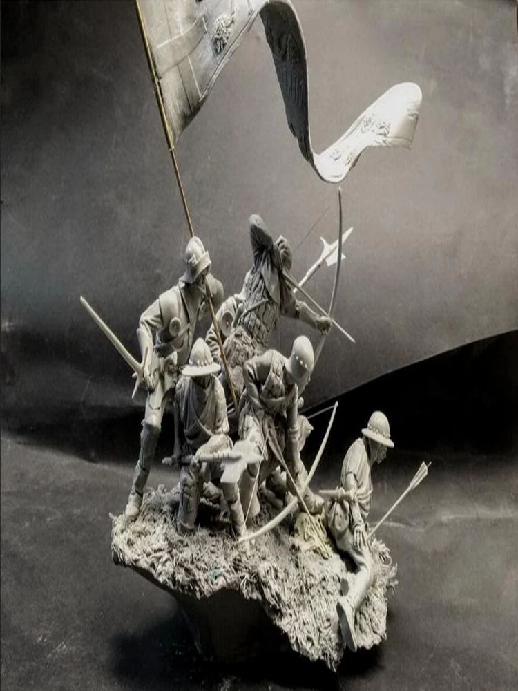 Harzfigur 1/24 75 mm – Wars of the Roses (6 Figuren mit Sockel), Modell, unmontierter, unbemalter