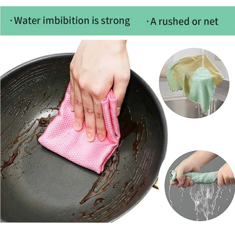 10-1PC Microfiber Washing Dish Cloth Cleaning Towel Super Absorbable Window Glass Cleaning Cloth Kitchen Anti-grease Wiping Rags