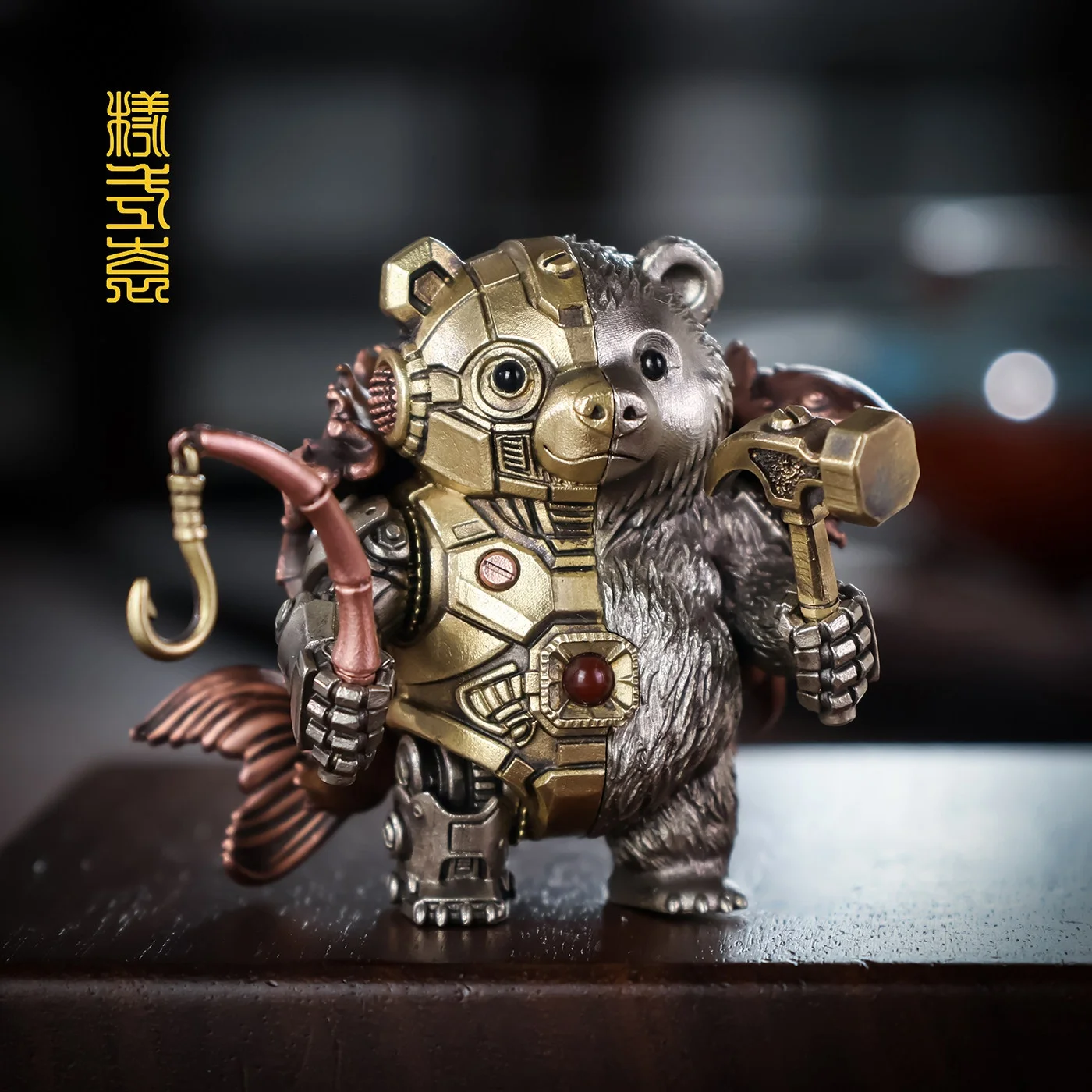 

Креативная китайская ретро-фигурка полярного медведя, магнитная, съемная, настольное украшение, бронзовый орнамент