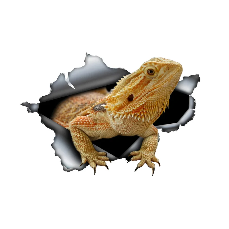 D377# 3D Lizard Break the Wall Car Sticker, Waterproof Vinyl Material Accessories, Interesting Creativity For Cars, Trucks, Moto
