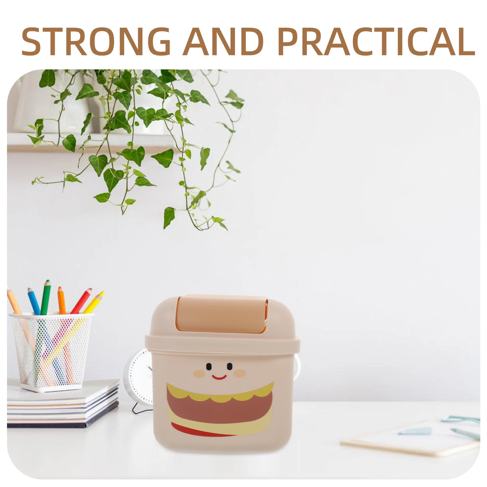 

Mini Desktop Trash Can With Lid Cute Garbage Bin Space-Saving Lightweight Plastic Wastebasket For Office Bedroom Countertop