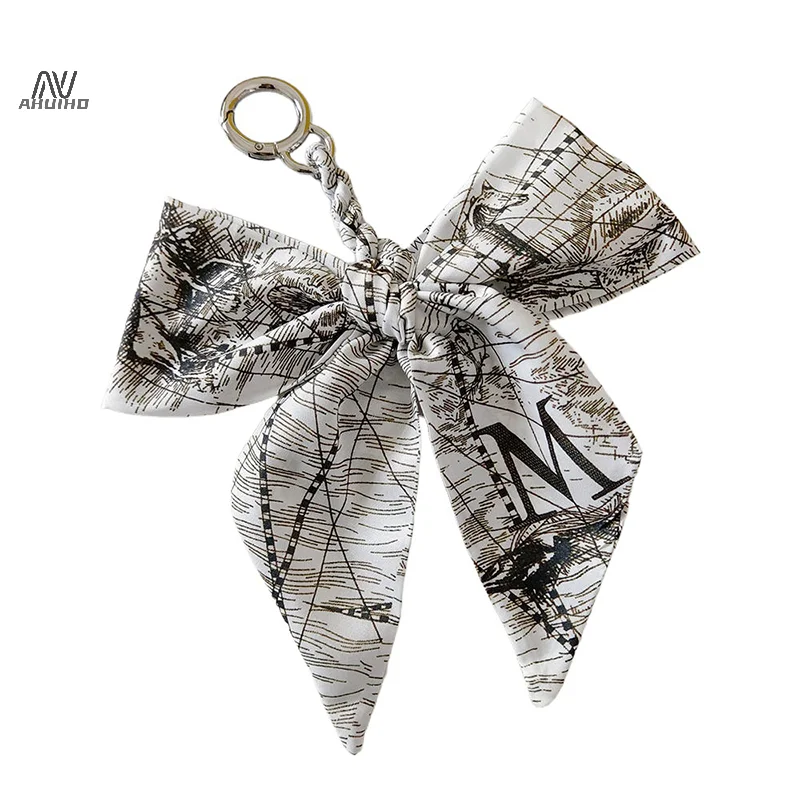 Fashion Scarves Key Rings Exquisite Ribbon Bowknot Keychains For Women Girls Personality Cute Bag Charm Pendant Keychain