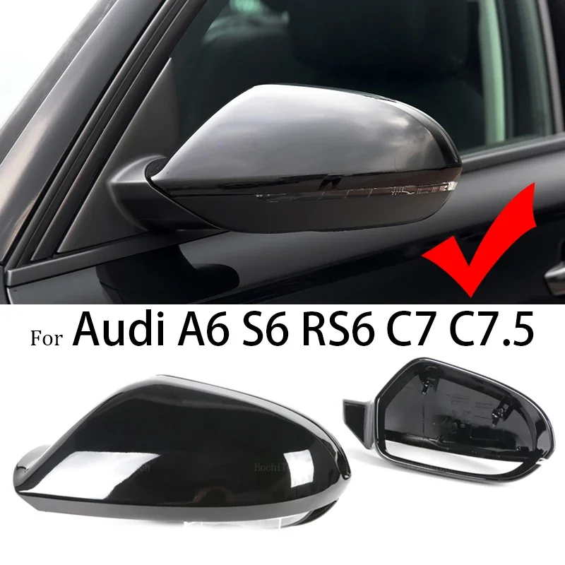 

2 шт. черные чехлы на боковые зеркала для Audi A6 C7 C7.5 S6 4G RS6 2012 2013 2014 2015 2016 2017 2018 пара чехлов на крыло заднего вида