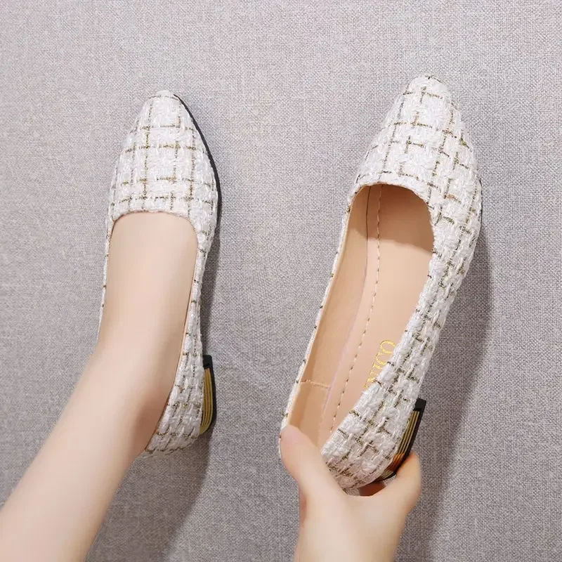 Ladies Footwear Slip-on Korean Style Low Heel Elegant Women's Flat Shoes High Quality Fashion Lastest Quick Delivery