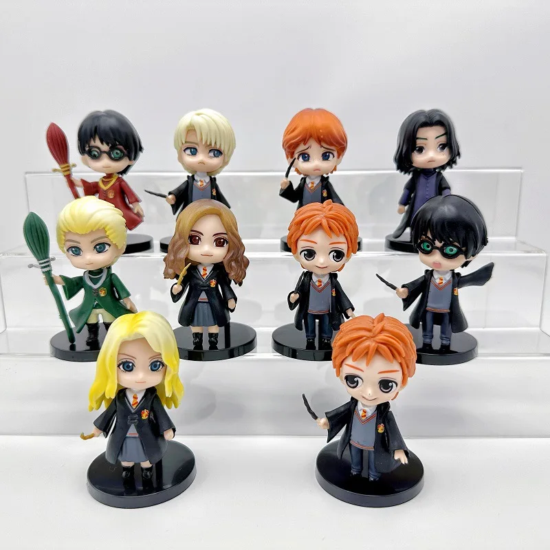 10Pcs/Set Harry Potters Figures Anime Q Version PVC Doll Toys Movies Car Cake Decoration Birthday Christmas Gift