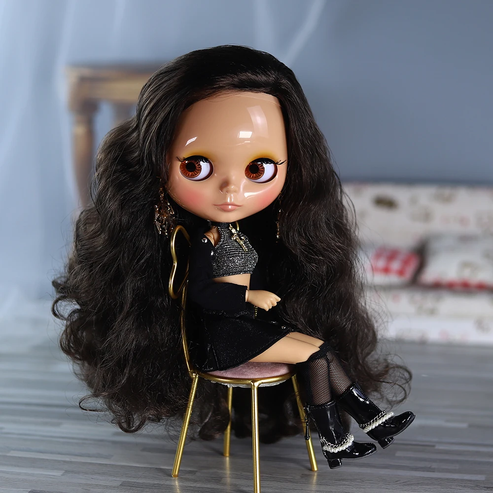 lCY DBS Blyth 1/6 Doll 30cm Tan Skin Glossy Face Set Girl BJD Doll Full Set SD