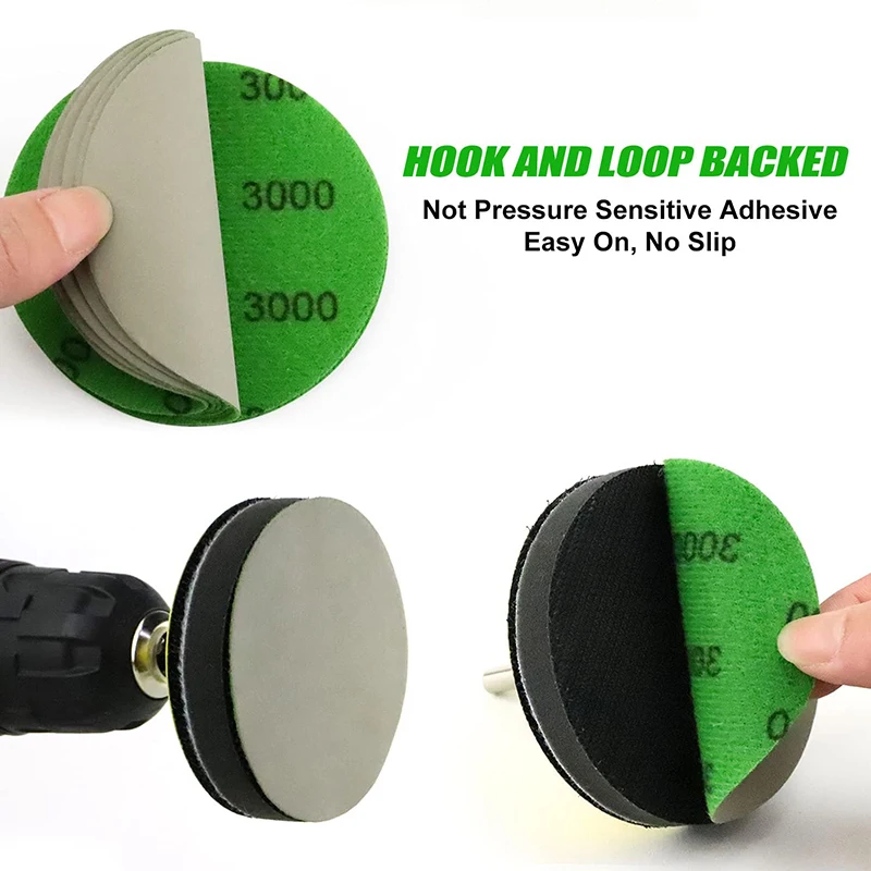 3inch 75mm 50pcs Grinding Disc Water/Dry Hook & Loop Sanding Disc Sandpaper  Set Combination Grit Sand Paper Abrasive Tools