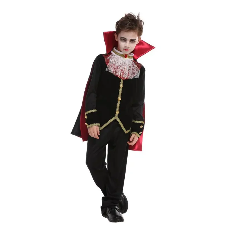 Umorden-Costume de Vampire Gothique Effrayant pour Garçons, Cosplay pour Enfants, ixd'Halloween, Masade Tim Mardi Gras, Robe de Barrage B-0153