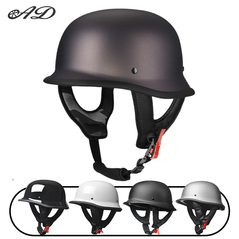 

AD new motorcycle helmet retro half helmet four seasons general German soldier helmet motorcycle scoop