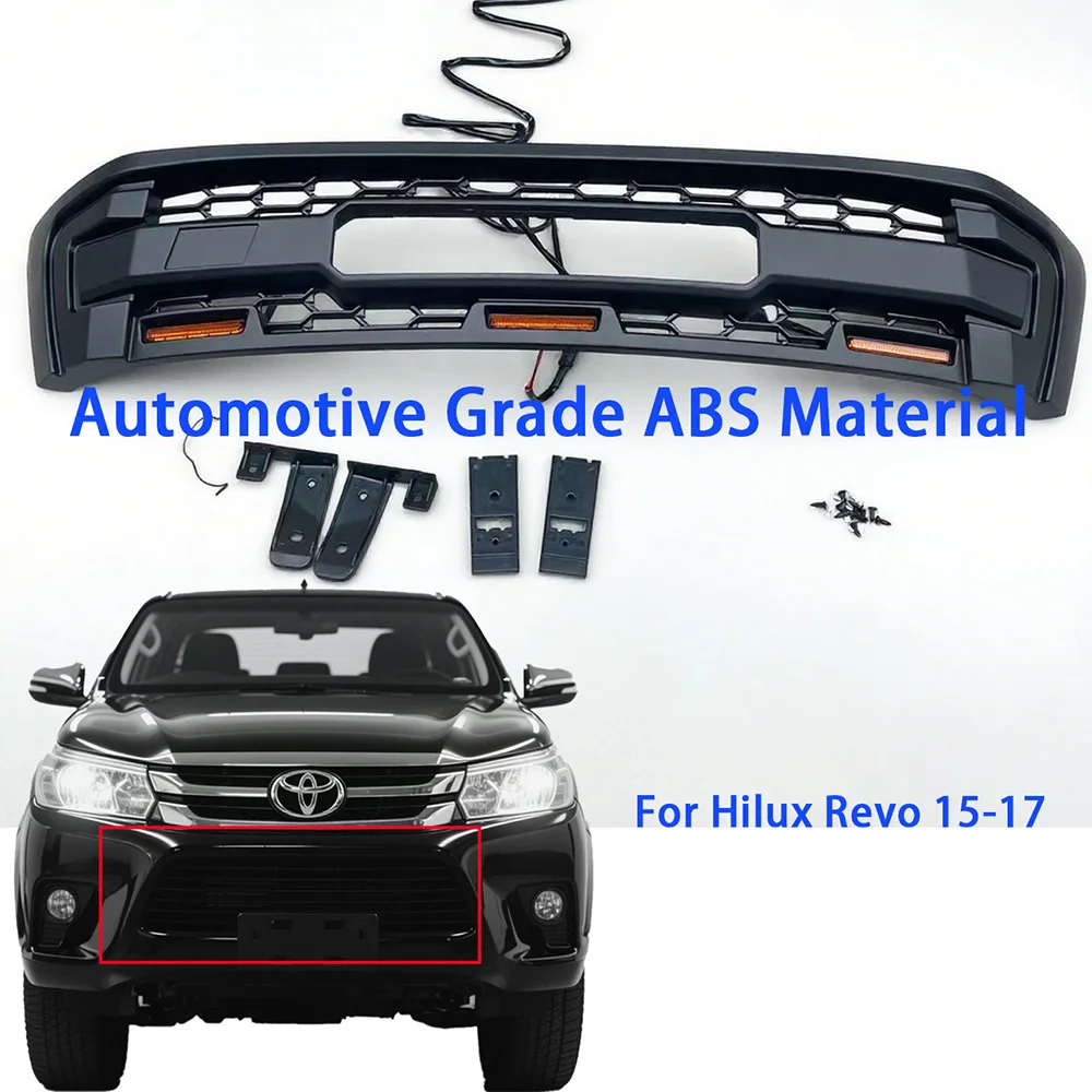 

Car Front Grille for Toyota Hilux Revo 15-17 Front Bumper Racing Grills Mesh Racing Grille Cover Grill Modified car accessories