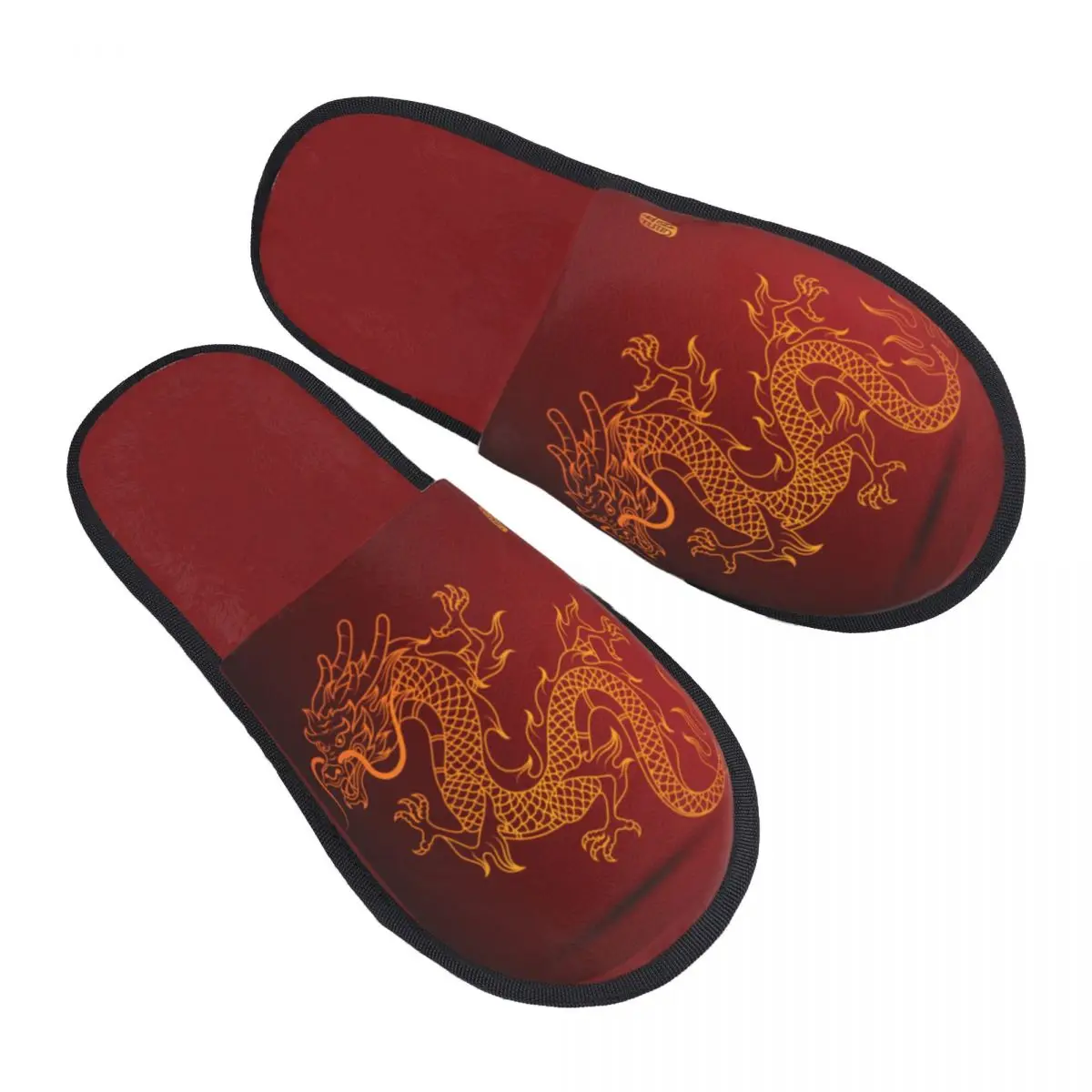 Home Slippers Indoor Bedroom Slipper Dragon Print Flip Flops Autumn Winter Furry Plush Shoes