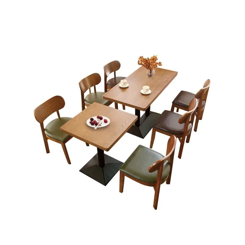 Milk tea shop cafe solid wood tables and chairs dessert book bar burger rest reception negotiation catering rectangular table ro