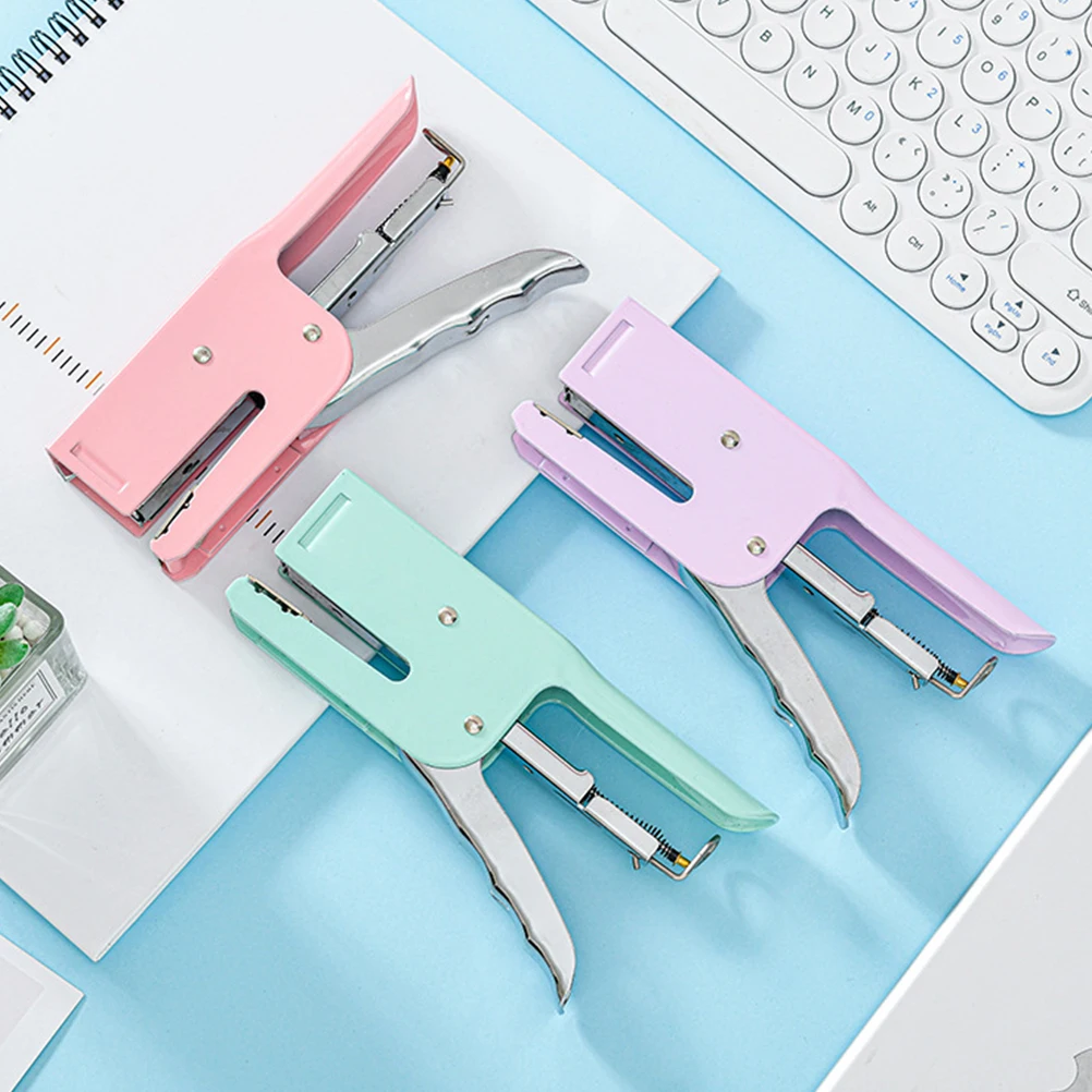 

Macaron Color Paper Stapler Compact Daily Hand Professional Household Lavender Reusable Metal Office Accessory