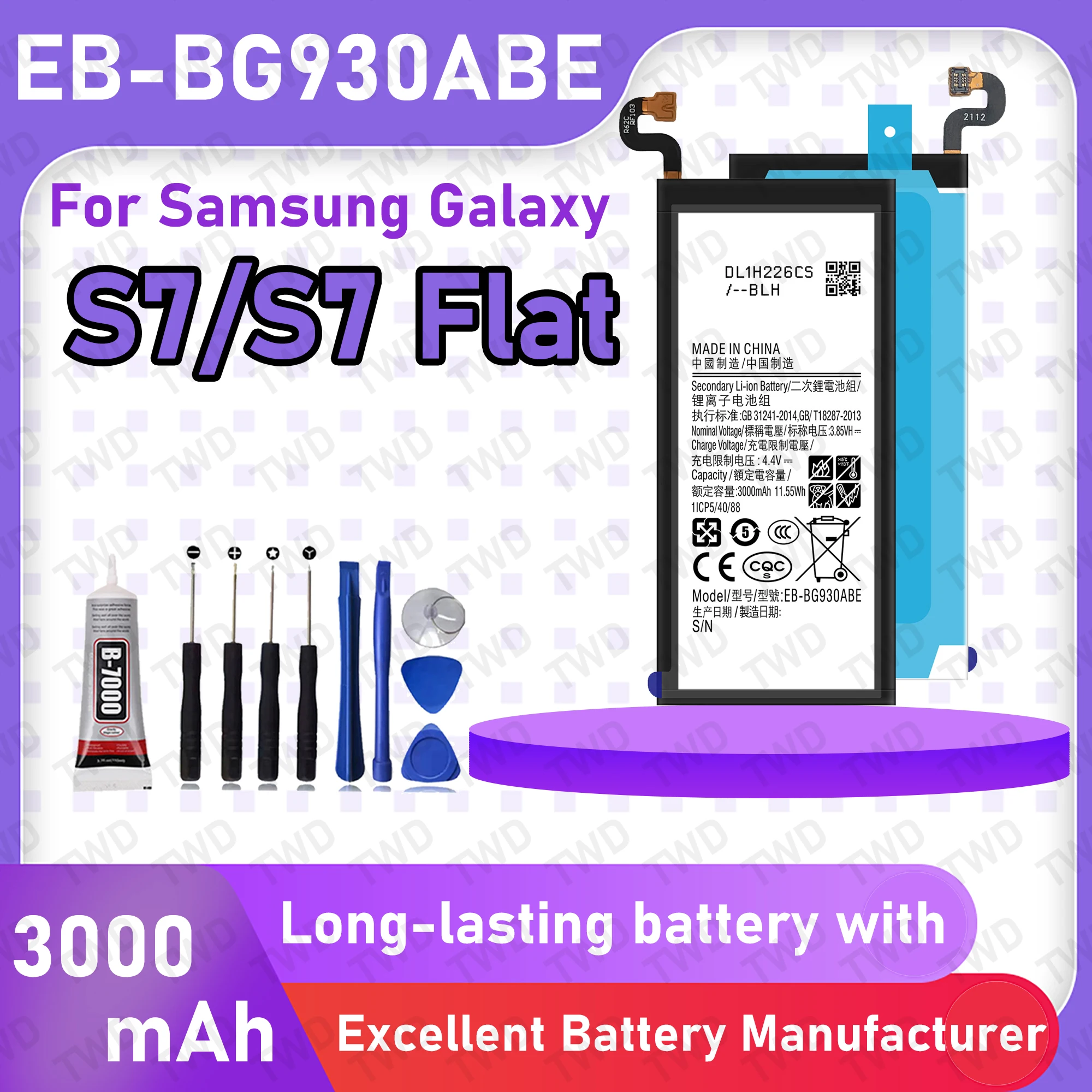 

EB-BG930ABE Large capacity Battery For Samsung Galaxy S7/S7 Flat/SM-G930F/SM-G930A Batteries New High Quanlity+Free Tools