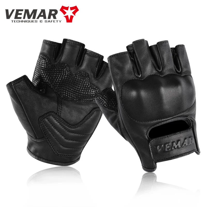 

VE-205 Summer Half-finger Motorcycle Leather Gloves Sheepskin TPR Shell Breathable Motocross Riding Racing Guantes Motociclista