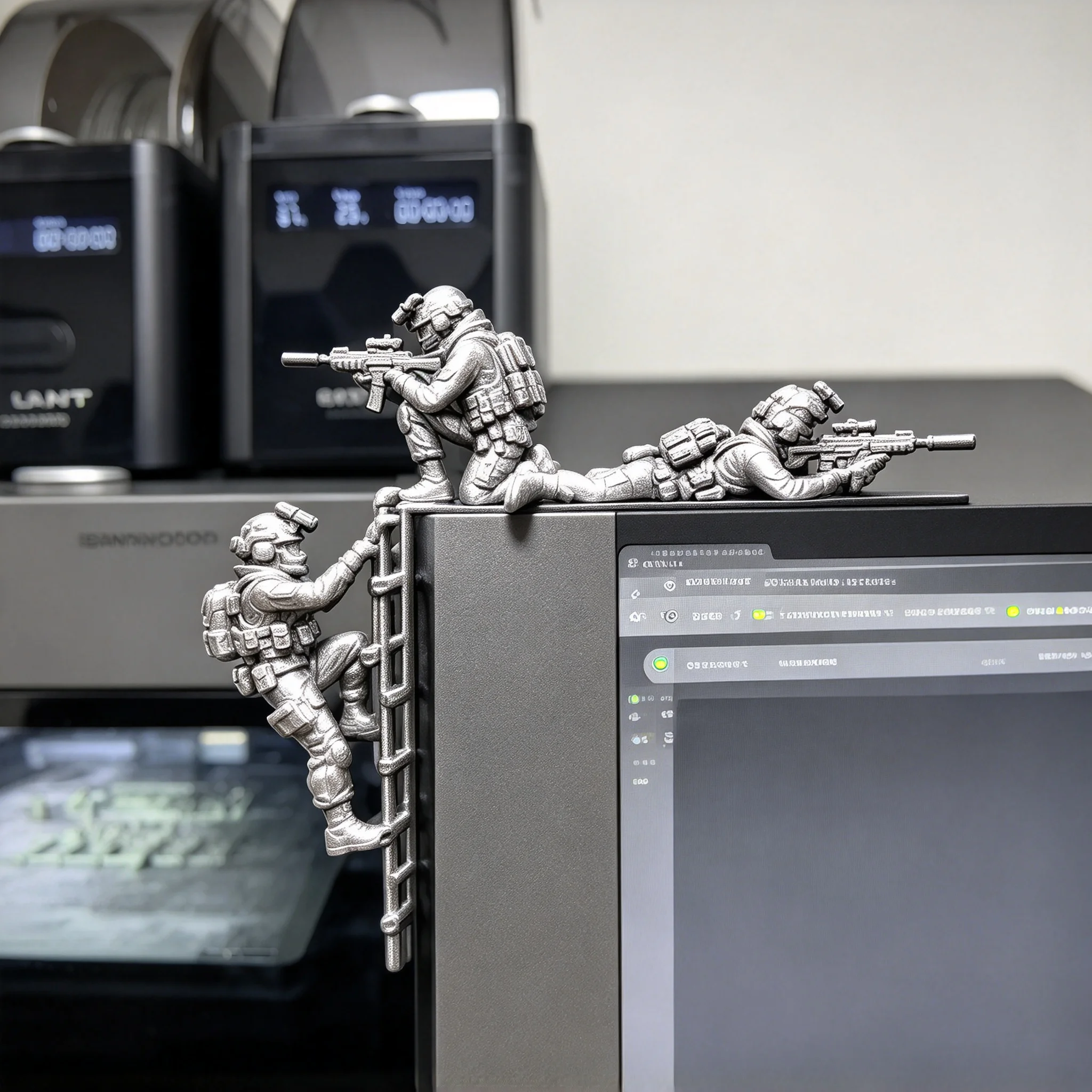 Special Forces Soldier 3D Print Book Shelf Decor Tactical Military Trooper Monitor Edge Figurine  Army Mini Desk Ornaments Gifts