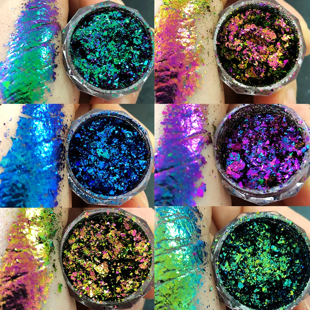 36Colors Chameleon Brocade Cloud Nail Flakes Foils Untra-thin Sparkly Chameleon Nail Sequins  Colorshift Mermaid Manicure Flakes