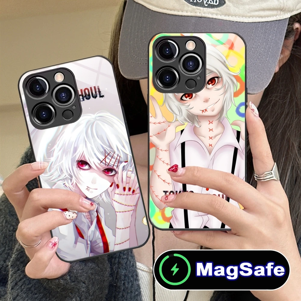 Tokyo Ghoul Juuzou Suzuya Mobile Phone Case for iPhone 16 15 14 13 12 11 Pro Max Plus Mini MagSafe Wireless Charging Glass Cover