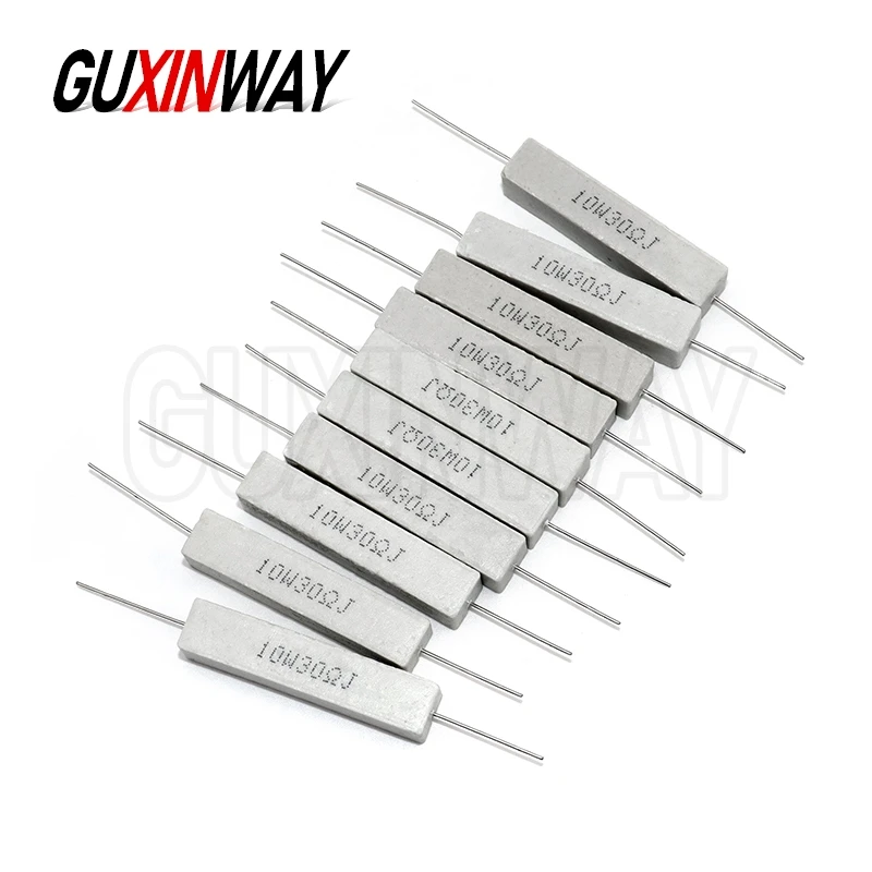 10pcs 10W 27 30 33 36 39 43 47 51 56 옴 27R 30R 33R 36R 39R 43R 47R 51R 56R 세라믹 시멘트 전력 저항 저항 10W 5%