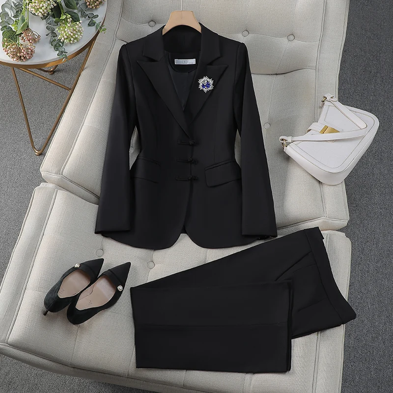 ZJYT Business Chic Ladies White Blazer Pants Sets for Women 2 Pieces Women\'s Suits Autumn Elegant Office Work Outfit Trousers