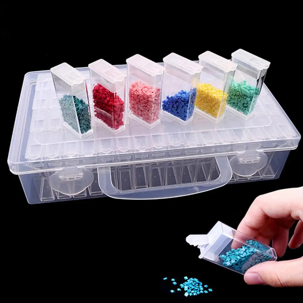 

Storage Container 32/64 Grid Unique Separate Grids Reusable DIY Nail Art Plastic Storage Container Household Supplies