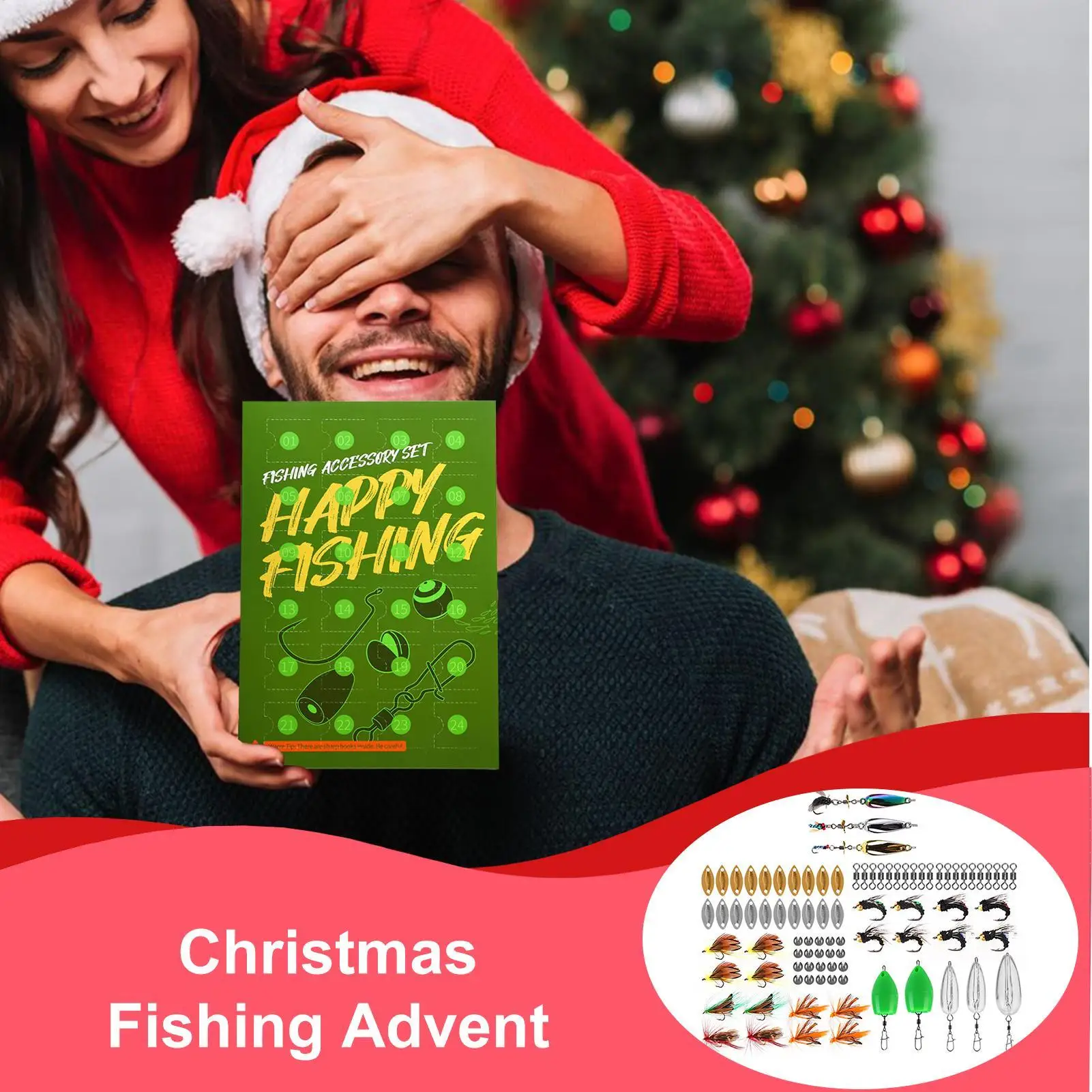 

24-дневная рыбалка, Адвент, рождественские пресноводные приманки, приманки для окуня, календарь обратного отсчета для морских рыболов, мужчин, отцов, на открытом воздухе