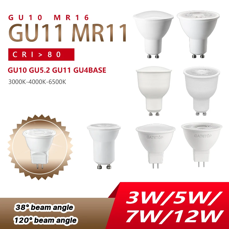

Светодиодная лампа MR11 GU11 GU10 GU5.3 GU4 без мерцания, AC220-240V, 3000K 6000K, 3W 5W 7W 12W, аналог лампы 60W