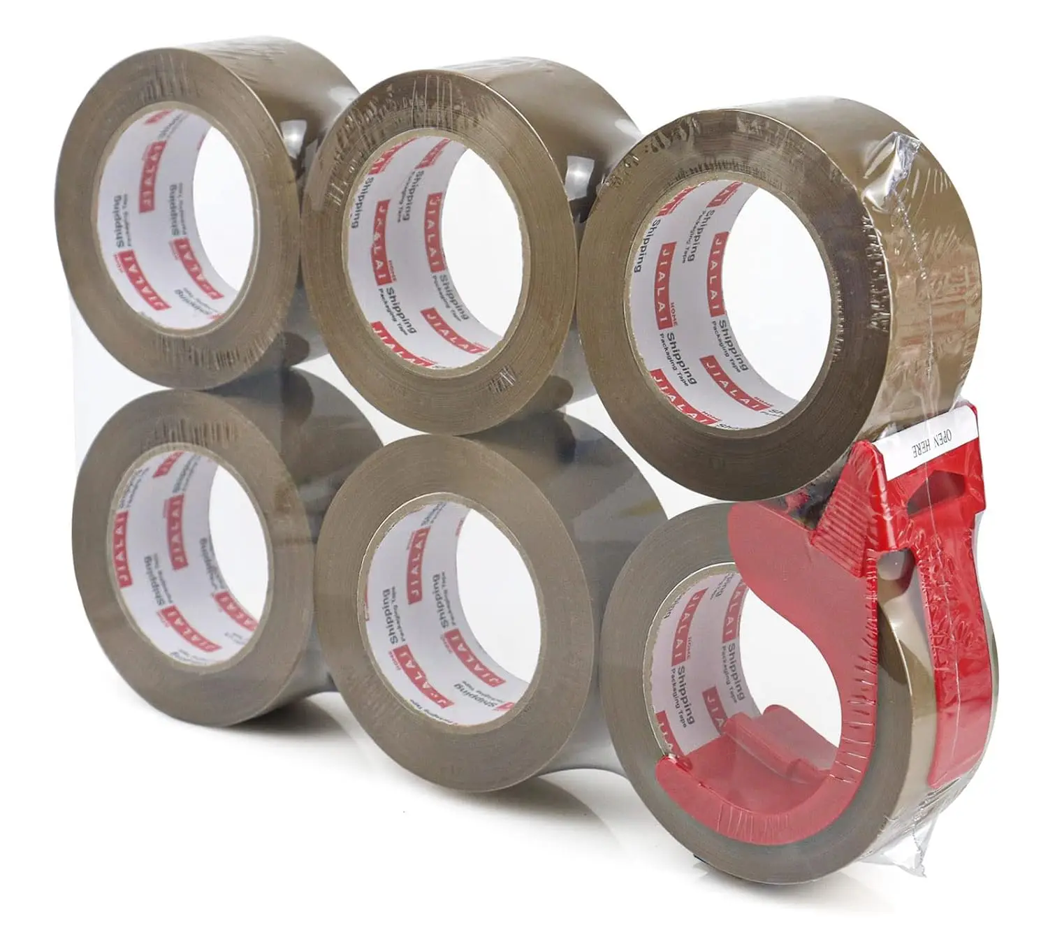

Brown Packing Tape with Dispenser, 2.4 mil, 1.88 inch x 110 Yards 6 Rolls, Ultra Strong, Refill Industrial Shipping Box