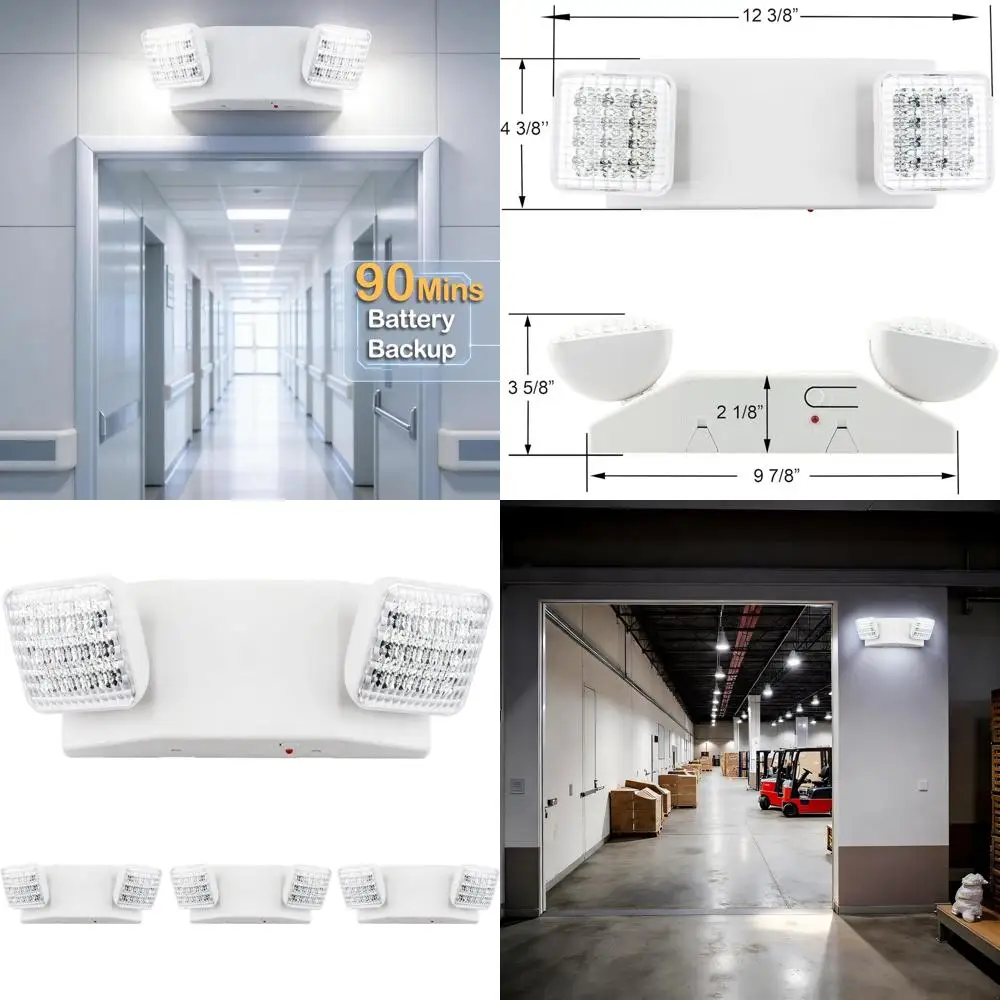 

Emergency LED Exit Lights, Dual LED, Battery Backup, UL924 & CEC, 120/277V, 4-Unit Pack