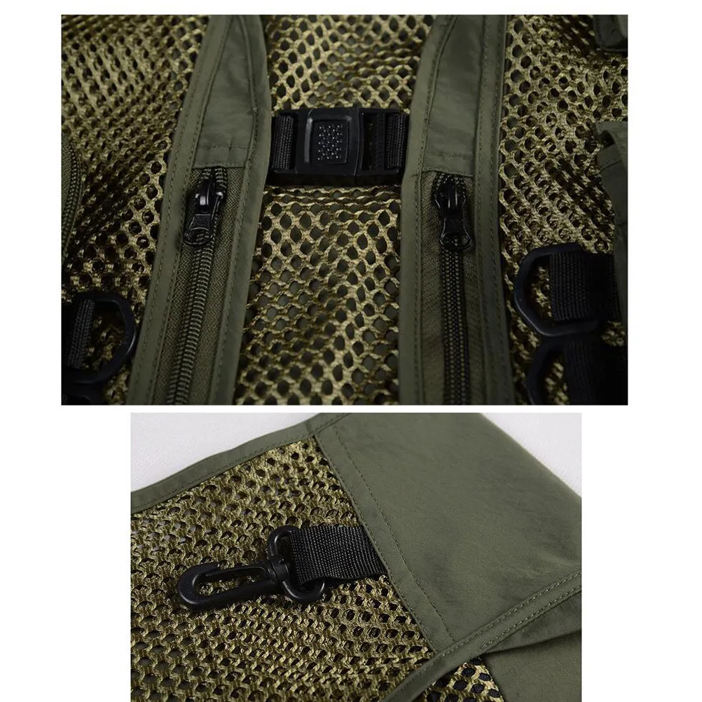 

Мужской жилет с множеством карманов для активного отдыха, дышащий, из нейлоновой сетки, для рыбалки, походов, кемпинга, охоты, туризма, фотографии, размер XL, синий