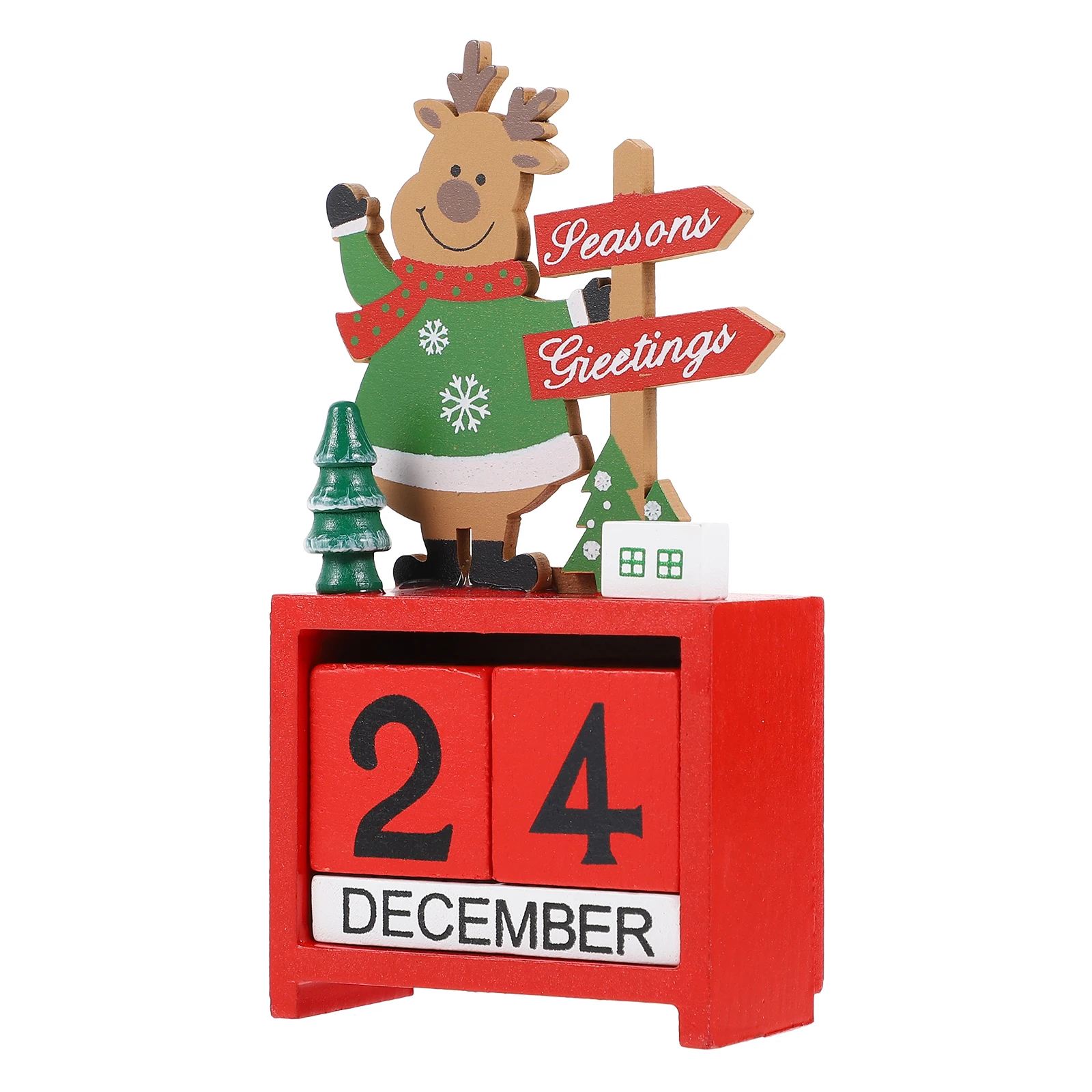

1pc Wooden Christmas Deer Calendar Desk Adornment Creative Xmas Ornament Festival Decor Desktop Decoration Holiday Design