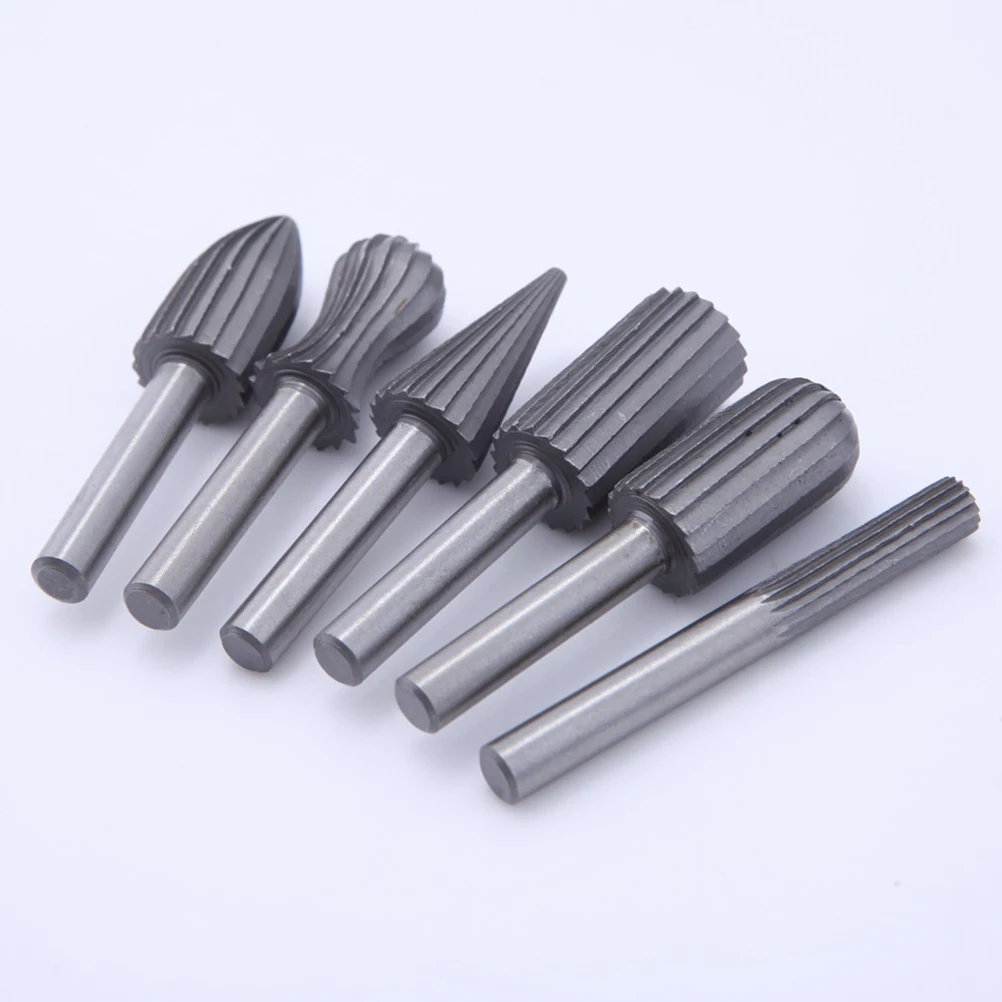 

6PCS High Carbon Steel Cutting Burrs Rotary Set for Engraving Carving Woodworking Metal Stone Grinding CNC Milling Tools