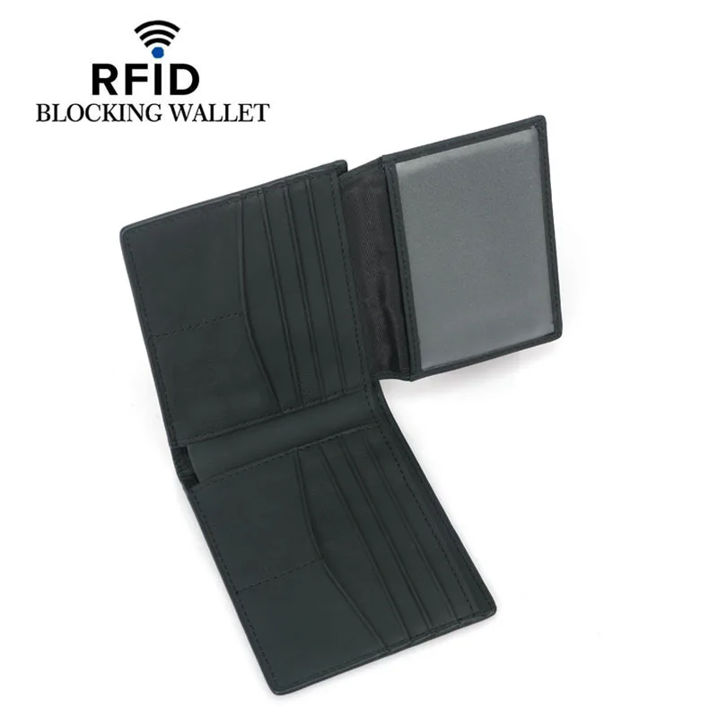 Men Wallet Small Slim Bifold Genuine Leather Multiple Card Holder RFID Wallets Short Classic Money Clip male Purse Designer