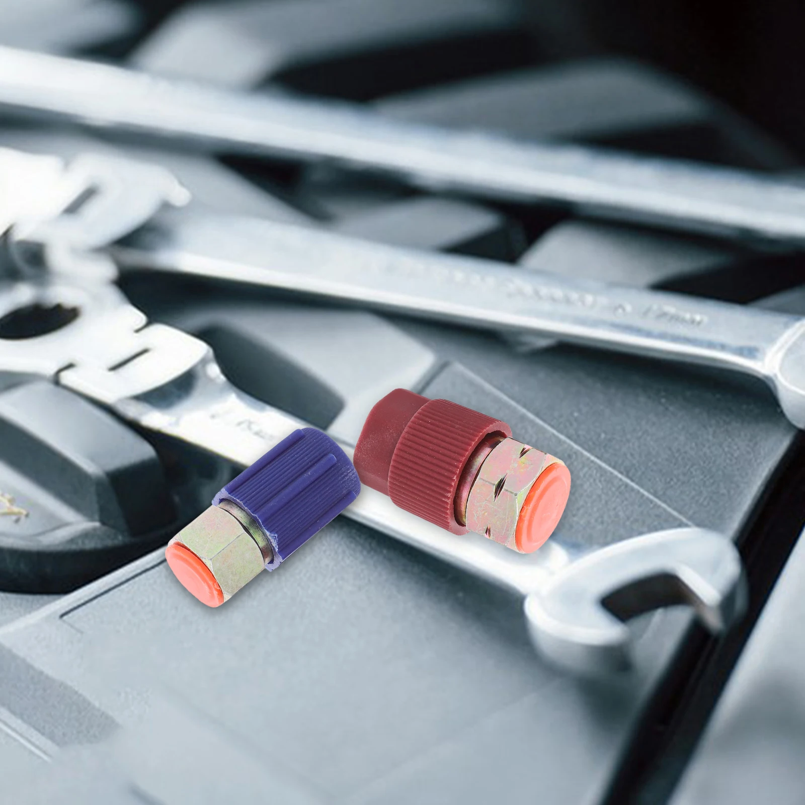 

4Pcs Car Adapter Quick Disconnect Port Retrofit Kit High Low Side to R134a Charging Fittings Durable Copper Plated Refill