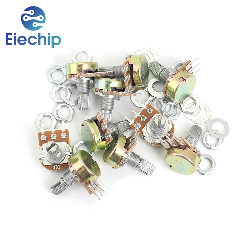 5PCS WH148 15mm 3pin Linear Potentiometer 1K 2K 5K 10K 20K 50K 100K 250K 1M Potentiometers Kit With Nuts And Washers