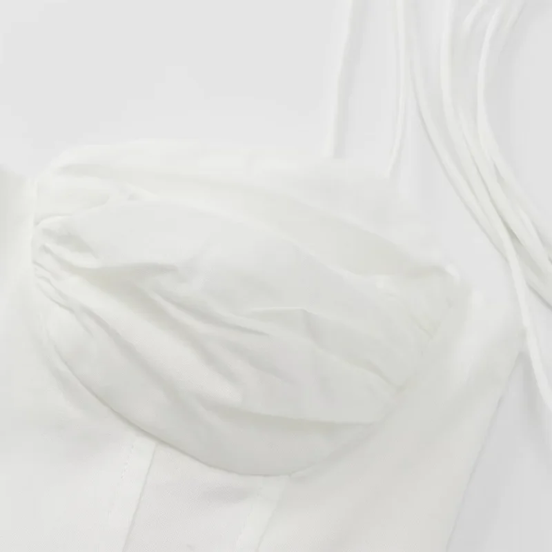 TRAFZA 2024 New Fashion Female Camis White Sleeveless Backless Slim Tops Chic Lace-Up Versatile Sexy Street Woman Waistcoat Top