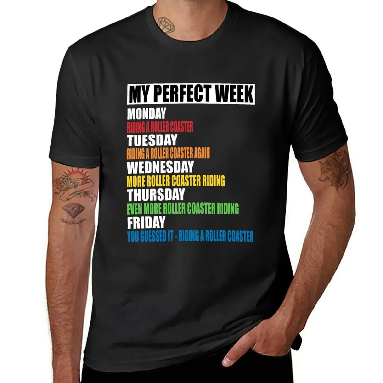 My Perfect Week - Roller Coaster Riding T-Shirt T-shirts man blue archive quick drying mens t shirts casual stylish