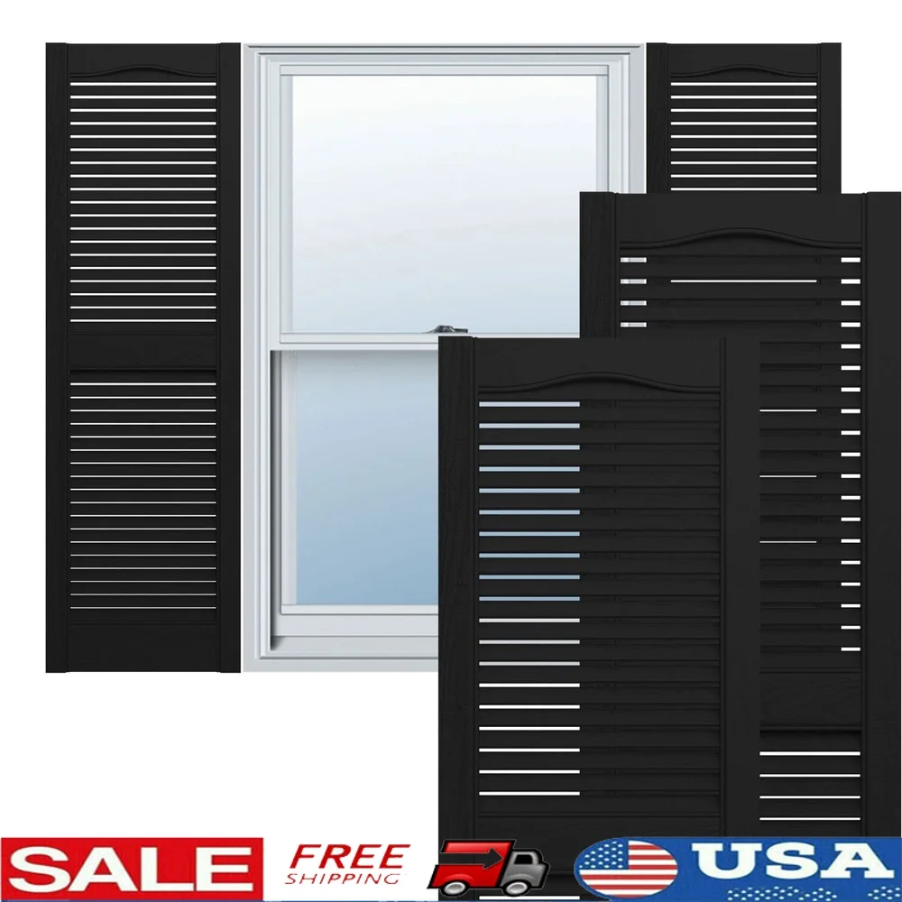 

Vinyl Cathedral Top Shutter 14.5W x 80H Durable Fade Resistant Installation Included Home Decor Upgrade