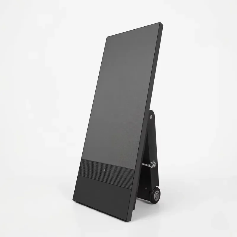P2.3 Waterproof Outdoor Foldable LED Poster Screen Wheeled Movable Standing Advertising Billboard