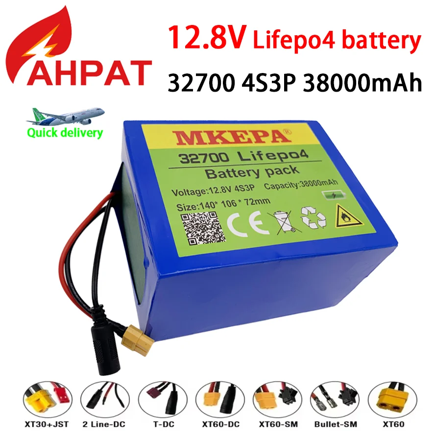 Lifepo4 Battery Pack 32700 4S3P 12.8V 38000mAh 4S 40A 100A Balanced BMS for Electric Boat and Uninterrupted Power Supply 12V