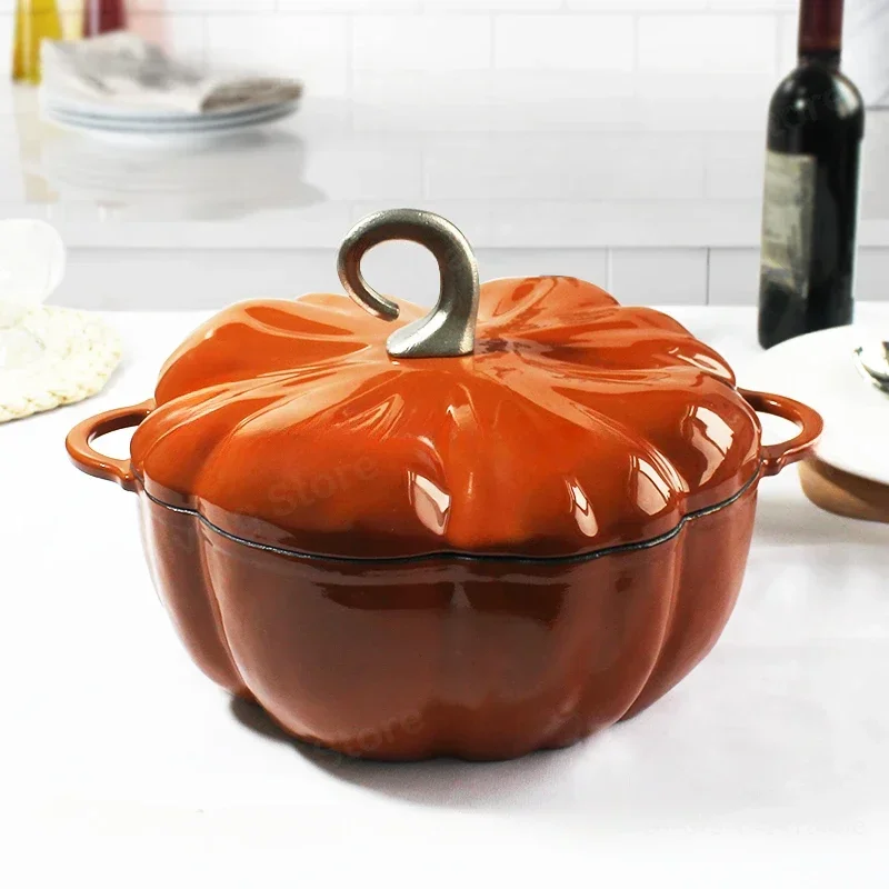 Enamel Cast Iron Pot Dutch Oven Cookware Design Pumpkin Creativity  Coating Non Stick Casserole Pot with Lid