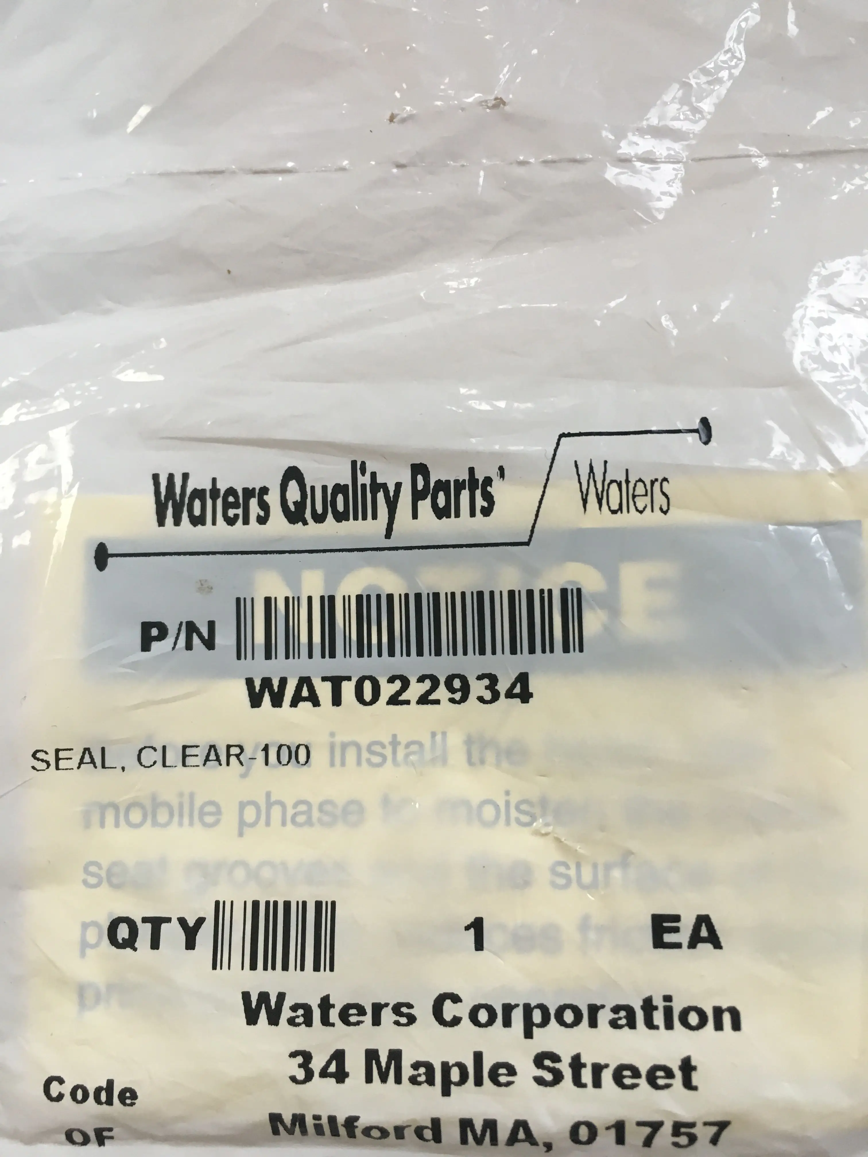 

waters chromatography plunger seal WAT022934 SEAL, CLEAR-100