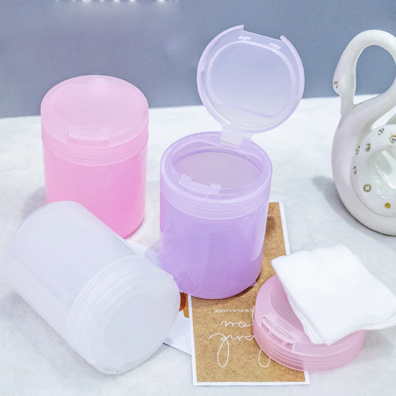 Remover Cotton Swabs Manicure Makeup Tools Cotton Balls Organizer Nail Cotton Pads Storage Cup With Clip Lid For Nail Polish